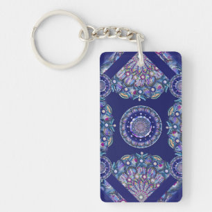 Porte-clefs rosace bleue