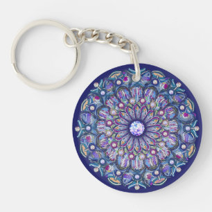 Porte-clefs rosace bleue