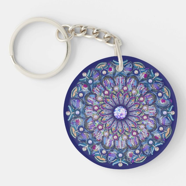 Porte-clefs rosace bleue (Devant)