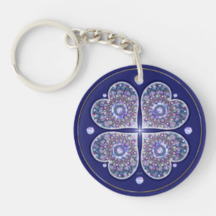Porte-clefs rosace bleue
