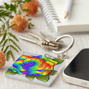 Porte-clefs Rose arc-en-ciel