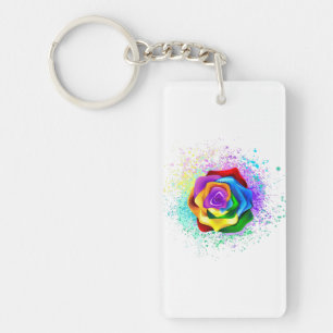 Porte-clefs Rose arc-en-ciel coloré