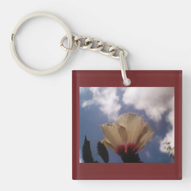 Porte-clefs Rose blanche bordeaux (Devant)