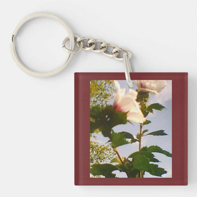 Porte-clefs Rose blanche marron (Devant)