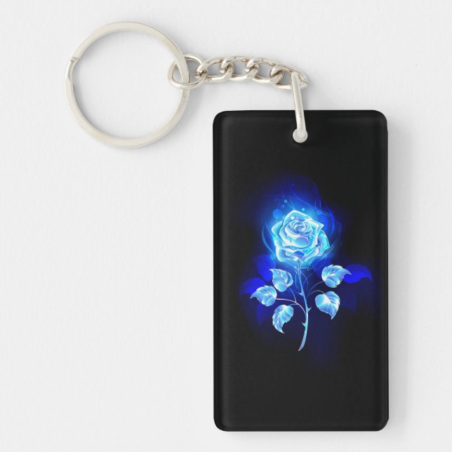 Porte-clefs Rose bleu brûlant (Devant)