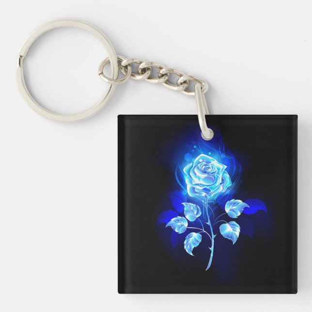 Porte-clefs Rose bleu brûlant (Devant)