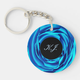 Porte-clefs Rose bleu métallique