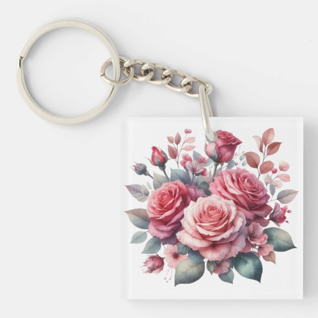 Porte-clefs Rose Bouquet Floral Design-62101 (Devant)