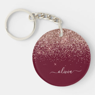 Porte-clefs Rose Bourgogne Gold Blush Pink Parties scintillant
