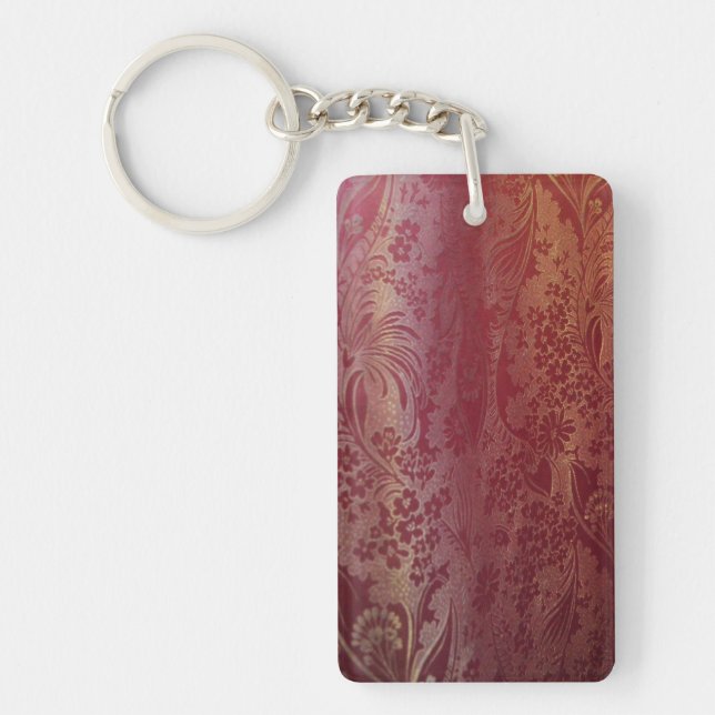Porte-clefs Rose brocart chinois (Devant)