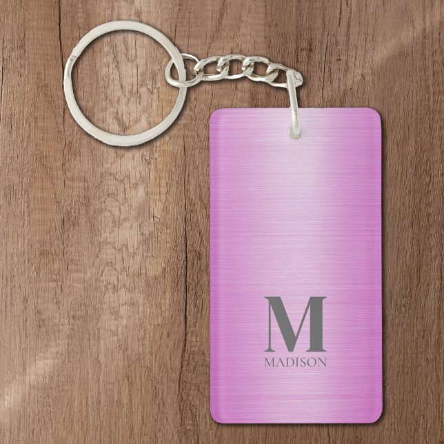 Porte-clefs Rose brossé métal personnalisé (Créateur téléchargé)