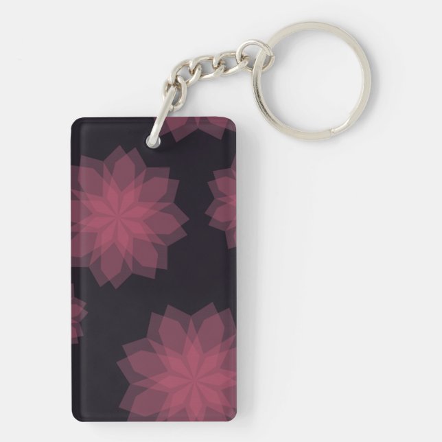 Porte-clefs Rose, cool, tendance, abstraction de fleurs modern (Dos)