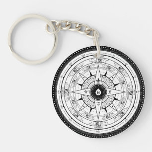 Porte-clefs Rose de boussole - porte - clé (blanc)
