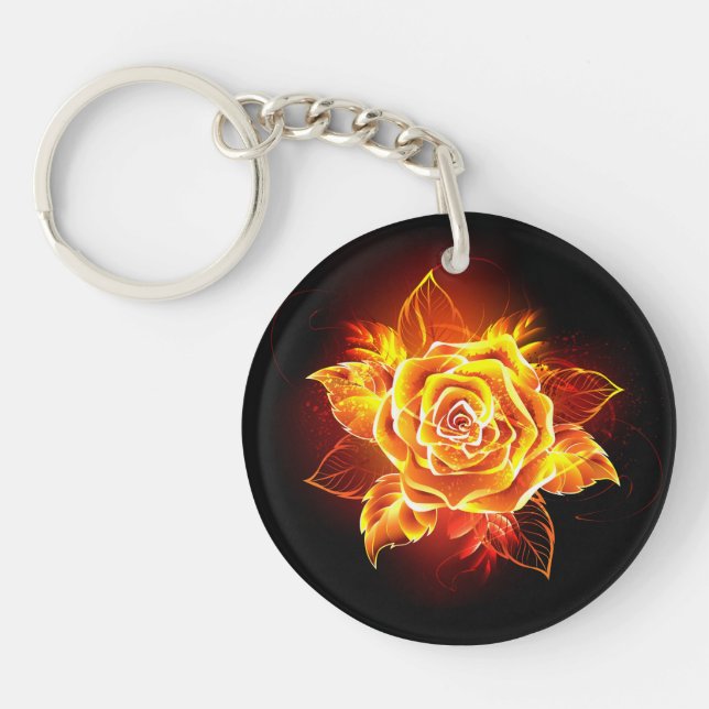 Porte-clefs Rose de feu en fleurs (Devant)