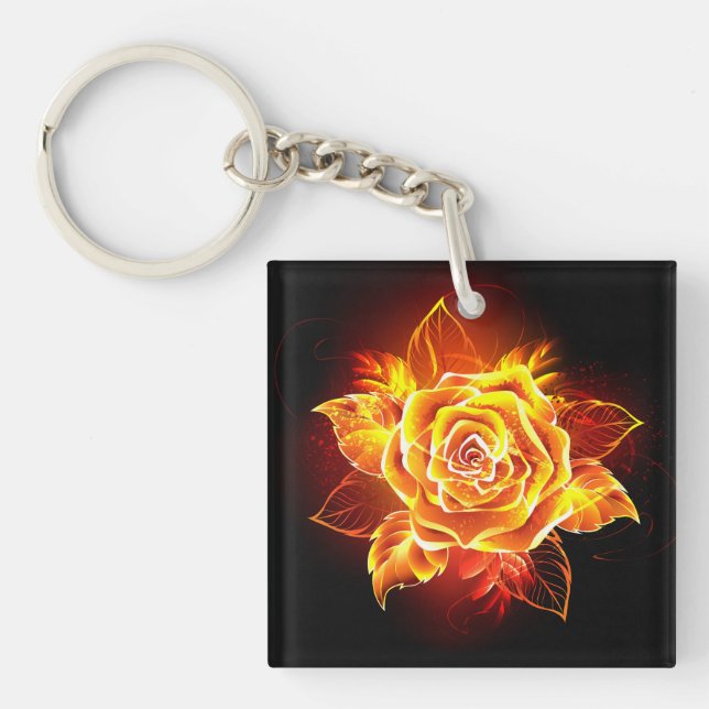 Porte-clefs Rose de feu en fleurs (Devant)