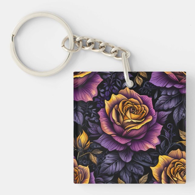 Porte-clefs Rose d'or dans les ténèbres (Devant)