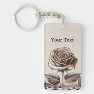 Porte-clefs Rose du désert, fleur botanique vintage