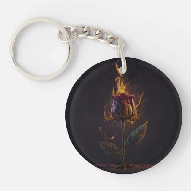 Porte-clefs rose en feu (Devant)