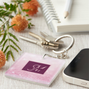 Porte-clefs Rose Féminin Pailleté Abstrait Dégradé
