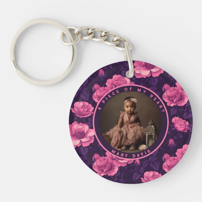 Porte-clefs Rose florale élégante comme souvenir (Devant)