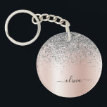 Porte-clefs Rose Gold<br><div class="desc">Or rose - Blush Rose et Argent Faux Foil Parties scintillant étincelante métallique brossé Monogramme de métal Nom Porte - clé. Cela rend le cadeau parfait pour 16 ans,  mariage,  douche nuptiale,  anniversaire,  baby shower ou bachelorette pour quelqu'un qui aime le luxe glam et les styles chic.</div>
