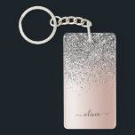 Porte-clefs Rose Gold<br><div class="desc">Or rose - Blush Rose et Argent Faux Foil Parties scintillant étincelante métallique brossé Monogramme de métal Nom Porte - clé. Cela rend le cadeau parfait pour 16 ans,  mariage,  douche nuptiale,  anniversaire,  baby shower ou bachelorette pour quelqu'un qui aime le luxe glam et les styles chic.</div>