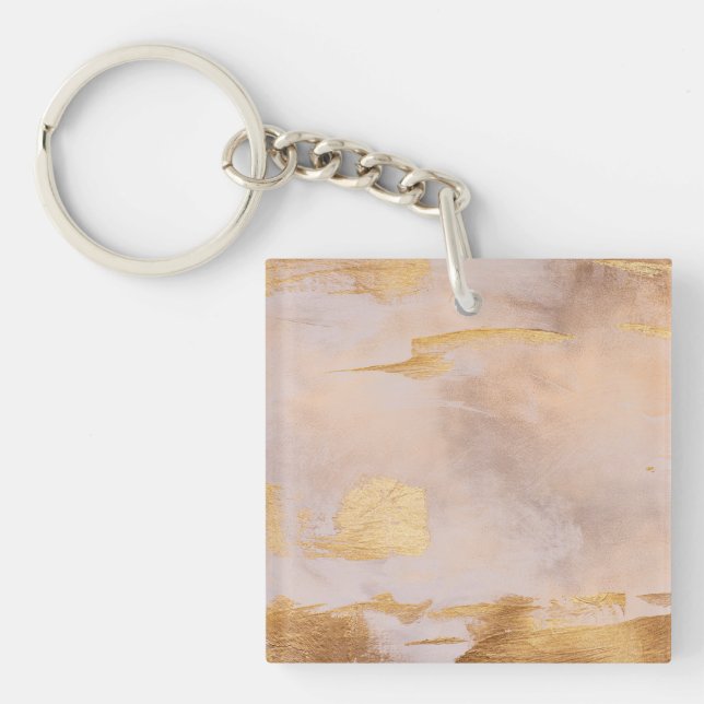 Porte-clefs Rose Gold Blush and Gold Texture (Devant)