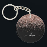 Porte-clefs Rose Gold Blush Pink Parties scintillant Script Mo<br><div class="desc">Rose Gold - Blush Pink and Black Sparkle Parties scintillant Script Monogramme Nom Porte - clé. Cela rend le cadeau parfait pour 16 ans,  mariage,  douche nuptiale,  anniversaire,  baby shower ou bachelorette pour quelqu'un qui aime le luxe glam et les styles chic.</div>