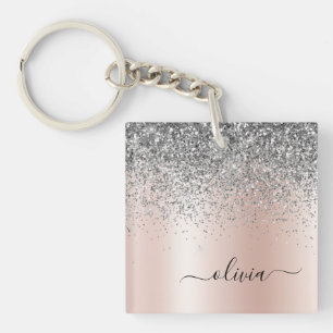 Porte-clefs Rose Gold - Blush Pink Silver Parties scintillant