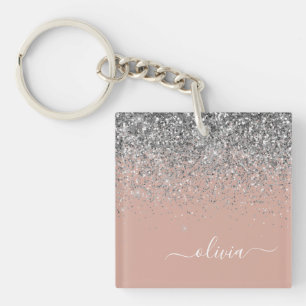 Porte-clefs Rose Gold Blush rose Parties scintillant argent Mo