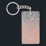 Porte-clefs Rose Gold Blush rose Parties scintillant argent Mo<br><div class="desc">Rose Gold - Blush Pink and Silver Sparkle Parties scintillant Script Monogramme Nom Porte - clé. Cela rend le cadeau parfait pour 16 ans,  mariage,  douche nuptiale,  anniversaire,  baby shower ou bachelorette pour quelqu'un qui aime le luxe glam et les styles chic.</div>