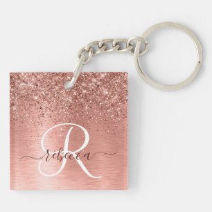 Porte-clefs Rose Gold brossé Parties scintillant métallique No
