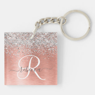 Porte-clefs Rose Gold brossé Parties scintillant métallique No