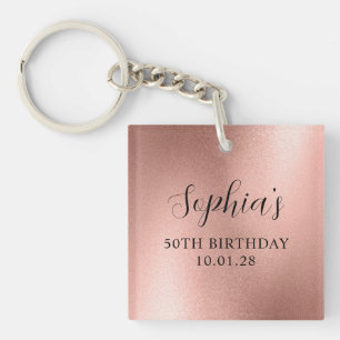 Porte-clefs Rose Gold Glam Foil 50e Anniversaire Photo