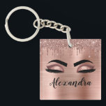 Porte-clefs Rose Gold Glitter Sparkle Eyelashes Monogram<br><div class="desc">Rose Gold Faux Foil Parties scintillant à étincelles métalliques brossé Monogramme en métal Nom et cils initiaux (cils), Extensions Eyelash et Yeux Porte - clé rose. Cela rend le cadeau parfait pour 16 ans, mariage, douche nuptiale, anniversaire, baby shower ou bachelorette cadeau pour quelqu'un décorant sa chambre dans le style...</div>