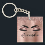 Porte-clefs Rose Gold Glitter Sparkle Eyelashes Monogram<br><div class="desc">Rose Gold Faux Foil Parties scintillant à étincelles métalliques brossé Monogramme en métal Nom et cils initiaux (cils), Extensions Eyelash et Yeux Porte - clé rose. Cela rend le cadeau parfait pour 16 ans, mariage, douche nuptiale, anniversaire, baby shower ou bachelorette cadeau pour quelqu'un décorant sa chambre dans le style...</div>