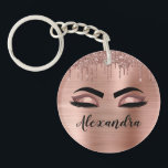 Porte-clefs Rose Gold Glitter Sparkle Eyelashes Monogram<br><div class="desc">Rose Gold Faux Foil Parties scintillant à étincelles métalliques brossé Monogramme en métal Nom et cils initiaux (cils), Extensions Eyelash et Yeux Porte - clé rose. Cela rend le cadeau parfait pour 16 ans, mariage, douche nuptiale, anniversaire, baby shower ou bachelorette cadeau pour quelqu'un décorant sa chambre dans le style...</div>
