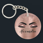 Porte-clefs Rose Gold Glitter Sparkle Eyelashes Monogram<br><div class="desc">Rose Gold Faux Foil Parties scintillant à étincelles métalliques brossé Monogramme en métal Nom et cils initiaux (cils), Extensions Eyelash et Yeux Porte - clé rose. Cela rend le cadeau parfait pour 16 ans, mariage, douche nuptiale, anniversaire, baby shower ou bachelorette cadeau pour quelqu'un décorant sa chambre dans le style...</div>