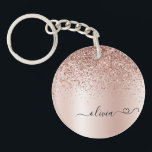 Porte-clefs Rose Gold - Parties scintillant rose pâle Nom du m<br><div class="desc">Rose Gold - Blush Pink Faux Foil Parties scintillant étincelante métallique brossé Monogramme de métal Nom Porte - clé avec un coeur cursif. Cela rend le cadeau parfait pour 16 ans,  mariage,  douche nuptiale,  anniversaire,  baby shower ou bachelorette pour quelqu'un qui aime le luxe glam et les styles chic.</div>