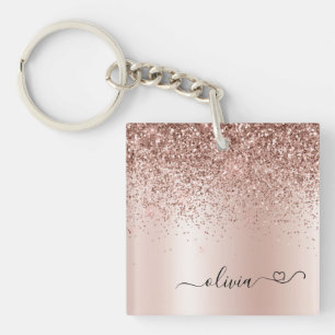 Porte-clefs Rose Gold - Parties scintillant rose pâle Nom du m
