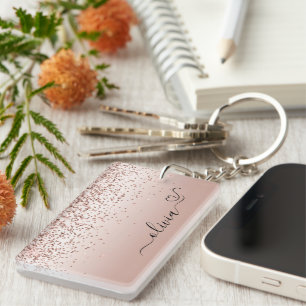 Porte-clefs Rose Gold - Parties scintillant rose pâle Nom du m