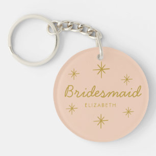 Porte-clefs Rose Golden Calligraphie Stars Bridesmaid cadeau
