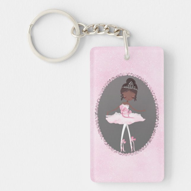 Porte-clefs Rose & Grey Couture Ballerine Fille peau foncée (Devant)