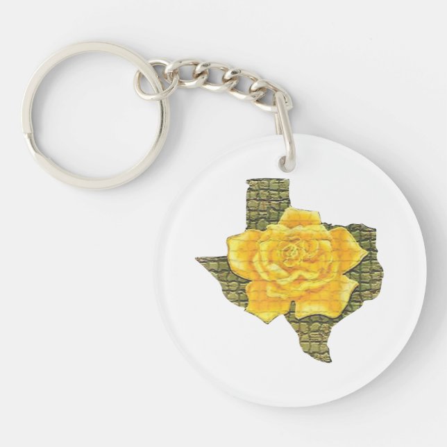 Porte-clefs Rose Jaune Du Texas Motif Flower (Devant)
