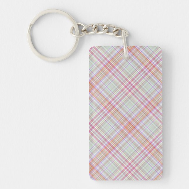 Porte-clefs Rose 'n vert Plaid géométrique (Devant)