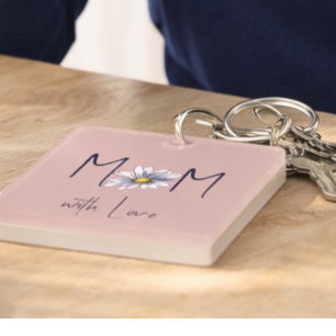 Porte-clefs Rose Pâle Aquarelle Marguerite Cadeau de la Fête d