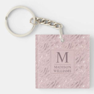 Porte-clefs Rose Pâle Pastel Doré Argent Paillettes Motif