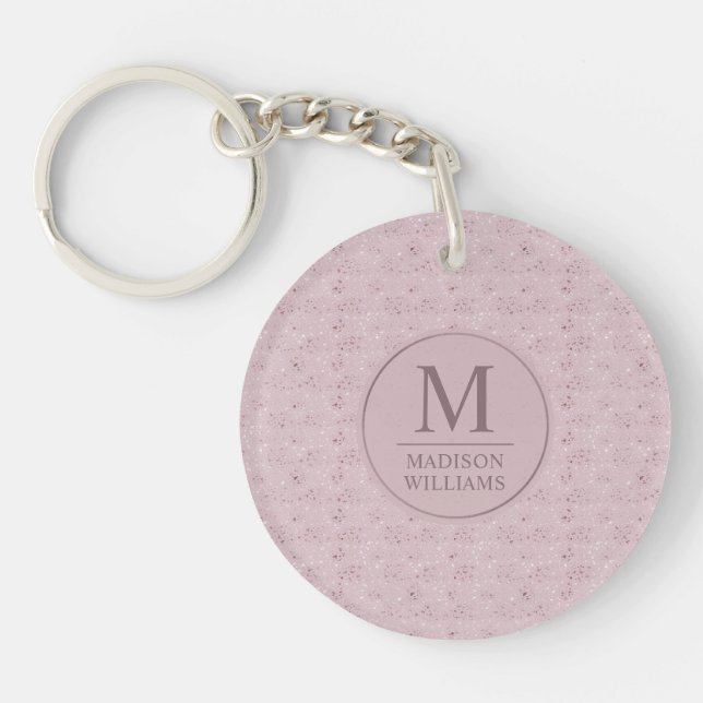 Porte-clefs Rose Pâle Pastel Rose Pailleté à Points Dorés (Devant)