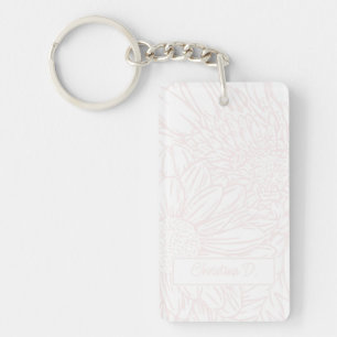 Porte-clefs Rose Pâle sur Chrysanthèmes Blancs avec Photo