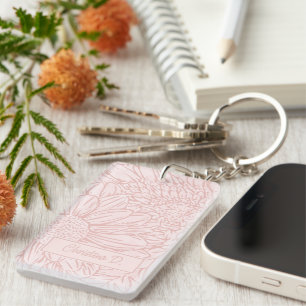 Porte-clefs Rose pêche sur la photo de chrysanthèmes rose grun